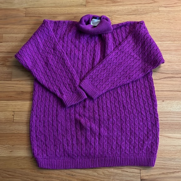 Vintage Oversized Purple Knit Sweater - Picture 3 of 7